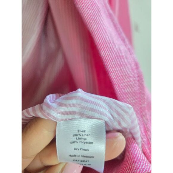 Talbots Plus Women Pink Twill 100% Linen Single Button Lined Blazer size 20W - Picture 9 of 9